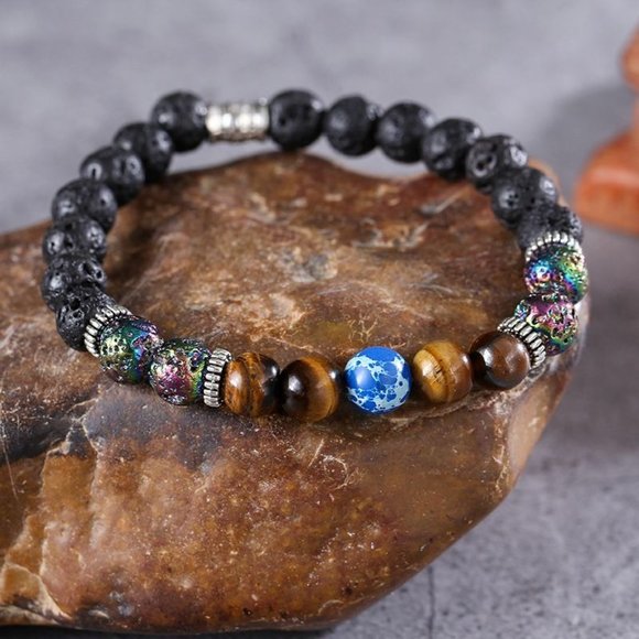 All Fashion Now Other - Mens Bracelet Volcanic Rock Tigers Eye Stretch